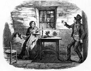 Home in Shadow, kuvitus William Tweedien "Temperance Placards: Home in Shadow numerosta 4" -julkaisusta, painanut Johnston, 1852 tekijältä George Cruikshank