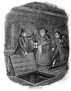 George Cruikshankin (1792-1878) kuvitus Charles Dickensin (1812-1870) kirjaan "Oliver Twist" (Olivier). tekijältä George Cruikshank