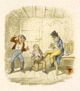 Kuvitus elokuvaan "Oliver Twist" tekijältä George Cruikshank