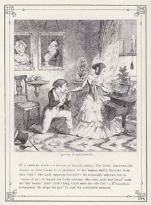 Kuvitus teokselle The Bachelors Own Book tai The Progress of Mr Lambkin (Gent) (kaiverrus) tekijältä George Cruikshank