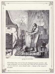 Kuvitus kandidaatin omaan kirjaan tai Mr Lambkinin (Gent) edistymiseen (kaiverrus) tekijältä George Cruikshank