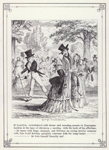 Kuvitus kandidaatin omaan kirjaan tai Mr Lambkinin (Gent) edistymiseen (kaiverrus) tekijältä George Cruikshank