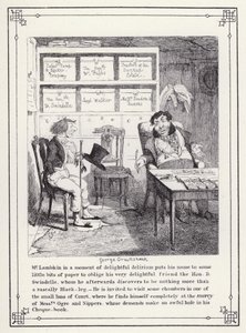 Kuvitus teokselle The Bachelors Own Book tai The Progress of Mr Lambkin (Gent) (kaiverrus) tekijältä George Cruikshank