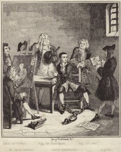 Jack Sheppard maalasi muotokuvansa vankilassa Sir James Thornhillin toimesta tekijältä George Cruikshank
