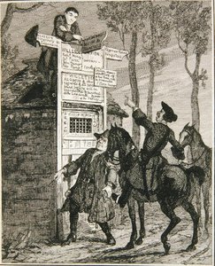 Jack pakenee Willesdenin häkistä, kuvitus William Harrison Ainsworthin teoksesta "Jack Sheppard: A Romance", julkaistu 1839 (etsaus) tekijältä George Cruikshank