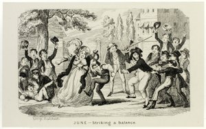 Kesäkuu - Tasapainon löytäminen George Cruikshankin teräsveistoksista The Comic Almanacksiin: 1835-1853 tekijältä George Cruikshank