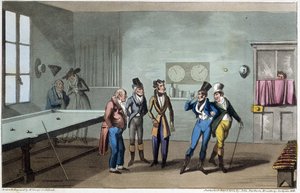 Miehet biljardihuoneessa - David Careyn "" Elämä Pariisissa" -kirjassa, sairas. kirjoittanut G. Cruikshank, Lontoo tekijältä George Cruikshank