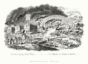 London Going Out of Town tai The March of Bricks and Mortar (kaiverrus) tekijältä George Cruikshank