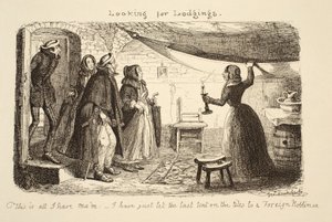 Etsitään majoitusta, pubi. 1851 tekijältä George Cruikshank