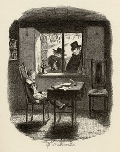 Munkit ja juutalainen, Charles Dickensin (1812-70) julkaisusta "Oliver Twistin seikkailut" 1838, julkaissut Chapman und Hall, 1901 tekijältä George Cruikshank