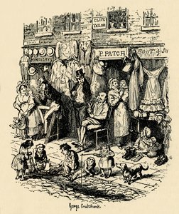 Monmouth Street, Soho, G. Cruikshankin kuvitus Bozin Dickens Sketchesille. , 1938 tekijältä George Cruikshank