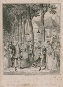 Mr Cripps kohtaa Materinsa Mary-le-bone Gardensissa tekijältä George Cruikshank