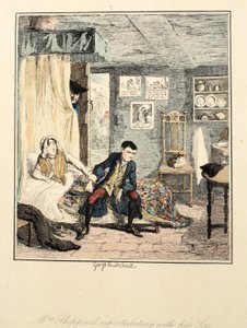 Rouva Sheppard väittelee poikansa kanssa, kuvitus Jack Sheppardista: William Harrison Ainsworthin romanssi, julkaistu 1839 (käsinvärinen etsaus) tekijältä George Cruikshank