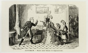 Lokakuu - Mars ja Venus oppositiossa George Cruikshankin The Comic Almanacks -lehden teräsveistoksista: 1835-1853 tekijältä George Cruikshank
