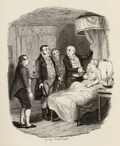 Oliveria odotti Bow Street Runners, Charles Dickensin (1812-70) teoksesta The Adventures of Oliver Twist 1838, Chapman und Hall, 1901 tekijältä George Cruikshank