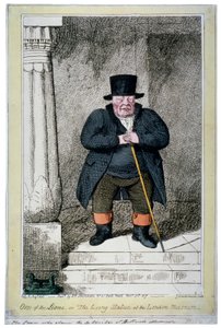 "Yksi lioneista - tai elävä patsas Lontoon museossa", 1817 tekijältä George Cruikshank