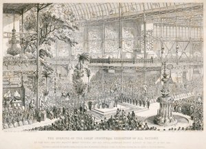 Suuren näyttelyn avajaiset, Crystal Palace, Hyde Park, Lontoo, 1851 tekijältä George Cruikshank