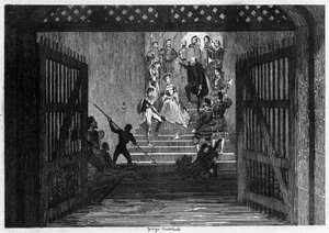 Prinsessa Elizabeth tuotiin vangiksi Lontoon Toweriin, 1554 1840. tekijältä George Cruikshank