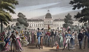 Promenade au Jardin des Tuileries - elokuvassa "Elämä Pariisissa", David Carey, Lontoo tekijältä George Cruikshank