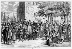 Kuningatar Mary vastaanottaa vankeja Tower Greenillä, 1553 1840 tekijältä George Cruikshank
