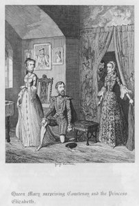 Kuningatar Mary yllätti Courtenayn ja prinsessa Elisabetin (kaiverrus) tekijältä George Cruikshank