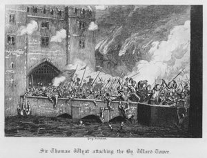 Sir Thomas Wyatt hyökkää Byward Toweriin (kaiverrus) tekijältä George Cruikshank
