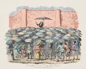 St Swithuns Chapel Cold-bathin pellot, pub. 1833 (käsin väritetty kaiverrus) tekijältä George Cruikshank