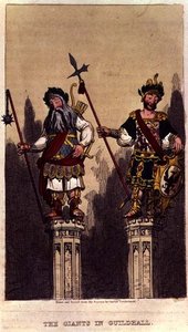 The Giants in Guildhall, julkaisu n. 1824. tekijältä George Cruikshank