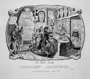 Gin Shop, kappaleesta "Scraps and Sketches", osa II, levy 3 tekijältä George Cruikshank
