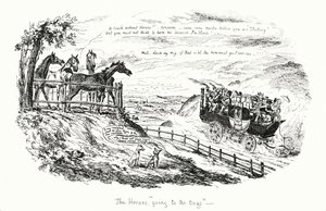Hevoset menossa koirien luo (kaiverrus) tekijältä George Cruikshank