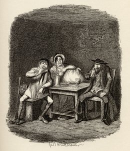 Juutalainen ja Morris Bolter alkavat ymmärtää toisiaan Charles Dickensin (1812-70) kirjasta "Oliver Twistin seikkailut" 1838, julkaissut Chapman und Hall, 1901 tekijältä George Cruikshank