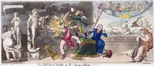 Pall Mall Apollo tai R...ty liekeissä!!! 1816 (värinen kaiverrus) tekijältä George Cruikshank