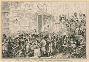 Piccadilly Nuisance: omistettu alueen arvoisille virkamiehille tekijältä George Cruikshank