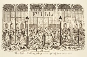 El primer dia de xíling - Entrar, pub. 1851 (gravat)finès tekijältä George Cruikshank