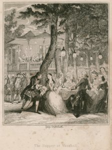 Illallinen Vauxhall Gardensissa Lontoossa tekijältä George Cruikshank