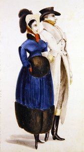 Talvin muoti (akvarelli paperille) tekijältä George Cruikshank