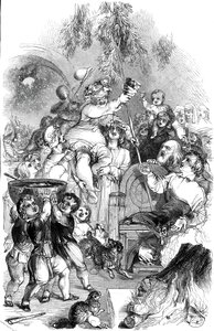 Bringing in Christmas - piirtänyt William Harvey, 1845. tekijältä George Dalziel