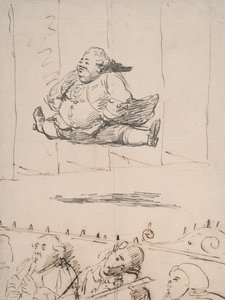 Mies, joka tekee halkeamia, n. 1760-1790 (kynä ja ruskea ja harmaa muste paperilla) tekijältä George Dance