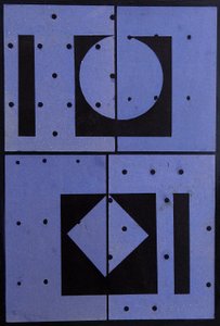 Kollaasi, Blue Mercato, 2004 (kortti ja paperi)