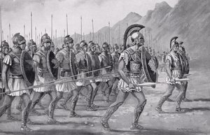 Makedonian falangi, kuvitus "Hutchinsonin kansakuntien historiasta", 1915