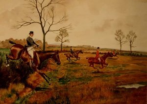 Hunt at Full Gallop (akvarelli paperille) tekijältä George Derville Rowlandson