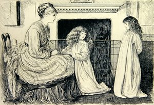 Lasten kuvitus (musta muste paperille) tekijältä George du Maurier