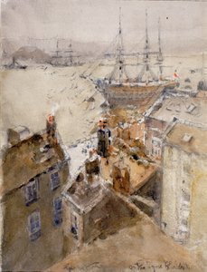 On the Tyne, North Shields (kynä ja akvarelli paperille (liimattu levylle))