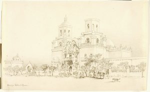 Nimetön (siirtopiirros San Xavierin lähetysasemaa varten, Tucson, Arizona) tekijältä George Elbert Burr