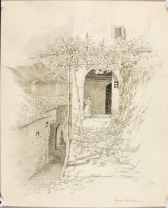 Nimetön (siirtopiirros teosta Kyläkatu, Luganojärvi, Italia [nro 1] varten) tekijältä George Elbert Burr