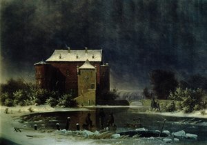 Kummitustalo lumessa, 1848 (öljy) tekijältä George Emil Libert