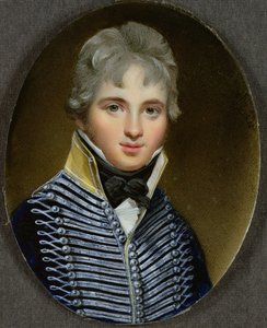 Miniatyyri William Howe de Lanceysta (k. 1815), Cornetista 17th Light Dragoonsissa ja leirissä Wellingtonissa, 1807