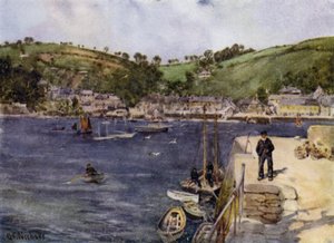 Huuhtelu, Falmouthista (väri litho) tekijältä George Franck Nicholls