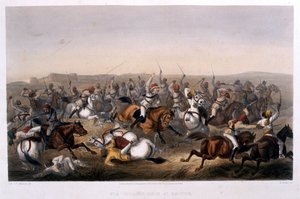Hodsonin hevonen Rhotuckissa, julkaisusta "Kampanja Intiassa 1857-1858 Suuren kapinan tapahtumarikkaan aikana tehdyistä piirustuksista, jotka kuvaavat Delhiä ja sen naapuria edeltäviä sotatoimia