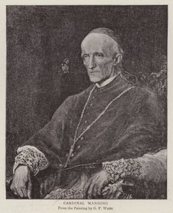 Henry Edward Manning, englantilainen katolinen kardinaali ja Westminsterin arkkipiispa (litho) tekijältä George Frederick (after) Watts